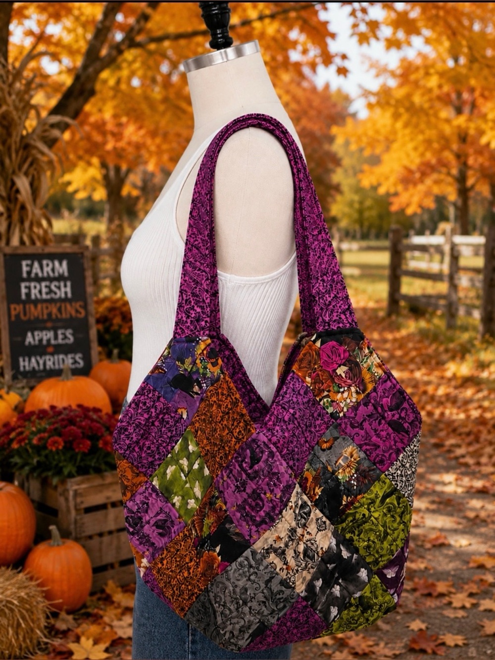 Fall Colorful Mondo Large Bag. New. Tote. Cotton.